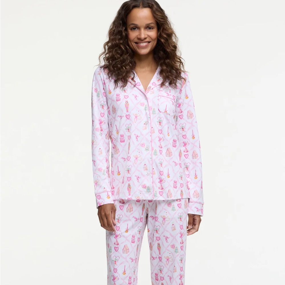 Roller Rabbit x LoveShackFancy Women’s XS Sugarplum Lattice Polo Pajamas